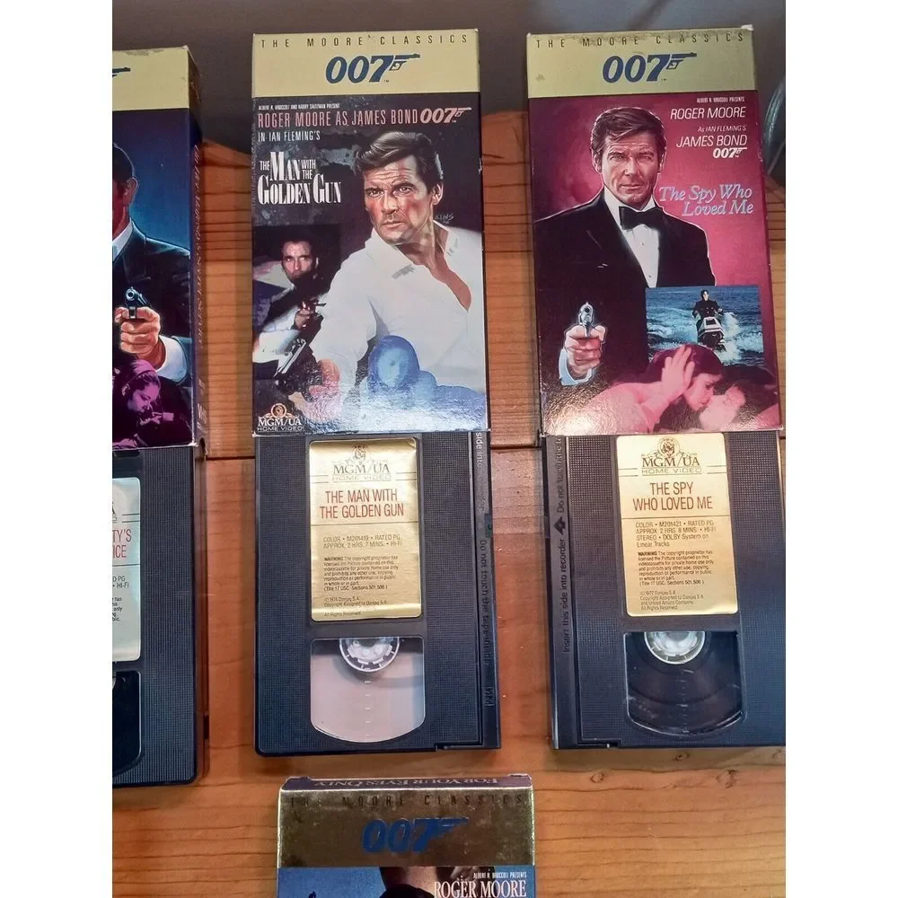 James Bond 007 Roger Moore (VHS) 1988 Lot Of 7 Live And Let Die Octopussy & More